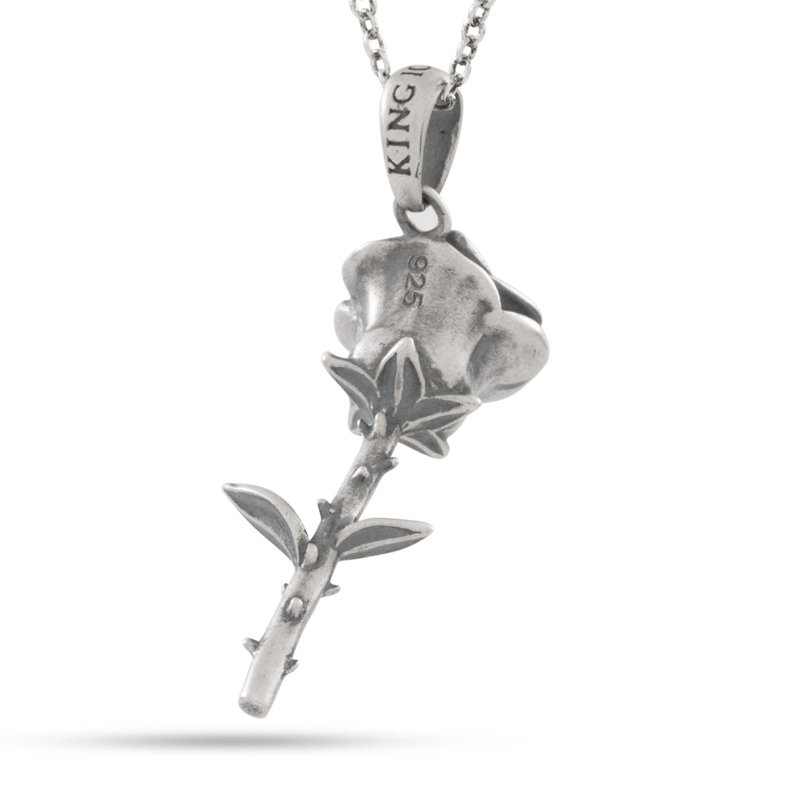 King Ice 14k Sterling Silver Antique Rose Necklace NKX14066