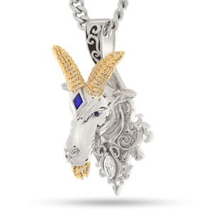 King Ice White & 14k Gold Plated Ajna G.O.A.T. Necklace NKX14521