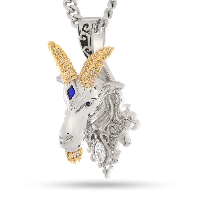 King Ice White & 14k Gold Plated Ajna G.O.A.T. Necklace NKX14521