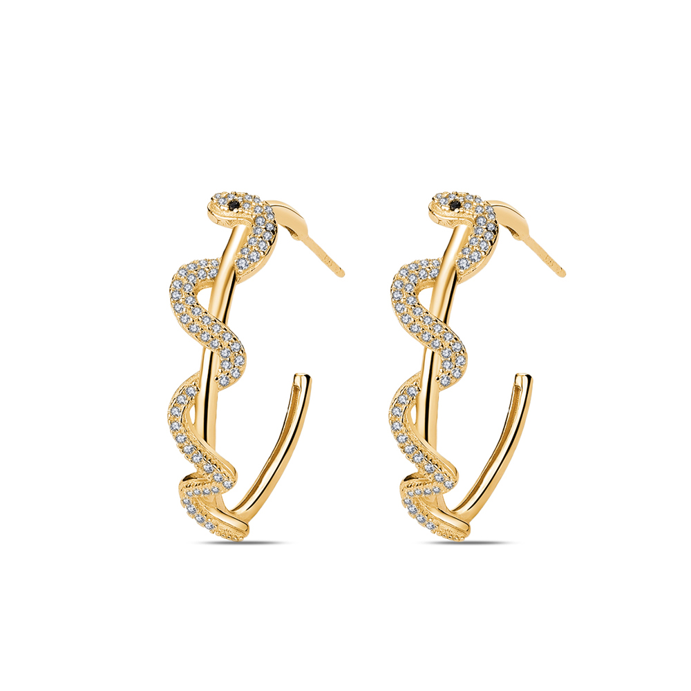 LM Jewelry 18k Gold Plated Snake Earrings 9113594