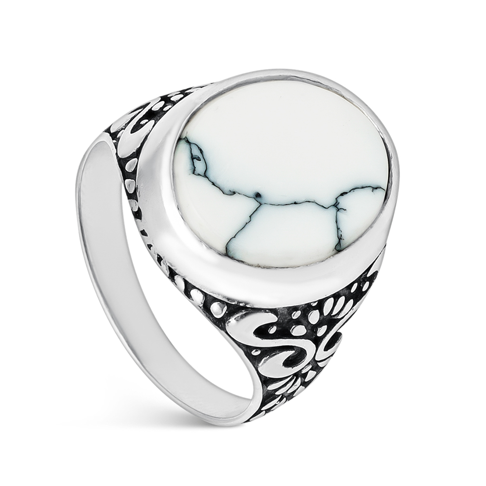 LM Jewelry Sterling Silver Ring Howlite Stone 9113934
