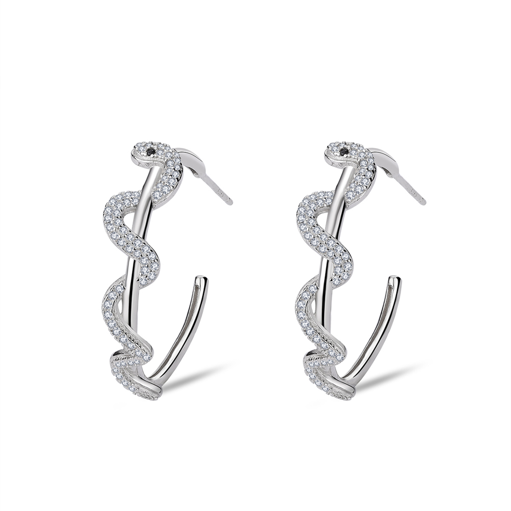 LM Jewelry Sterling Silver Snake Earrings 9113593