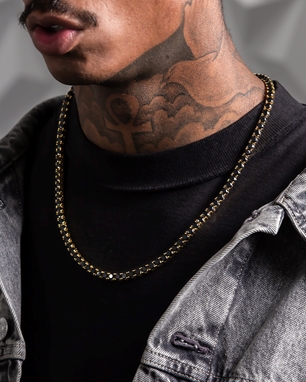 King Ice 14k Gold Plated 5mm Onyx Tennis Chain 22" CHX11962