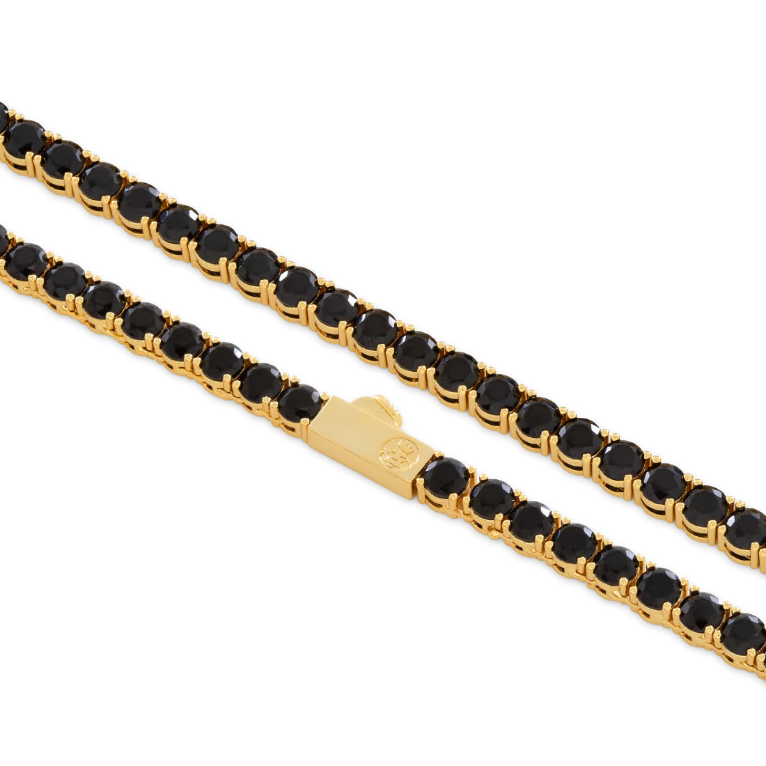 King Ice 14k Gold Plated 5mm Onyx Tennis Chain 22" CHX11962