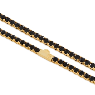 King Ice 14k Gold Plated 5mm Onyx Tennis Chain 22" CHX11962