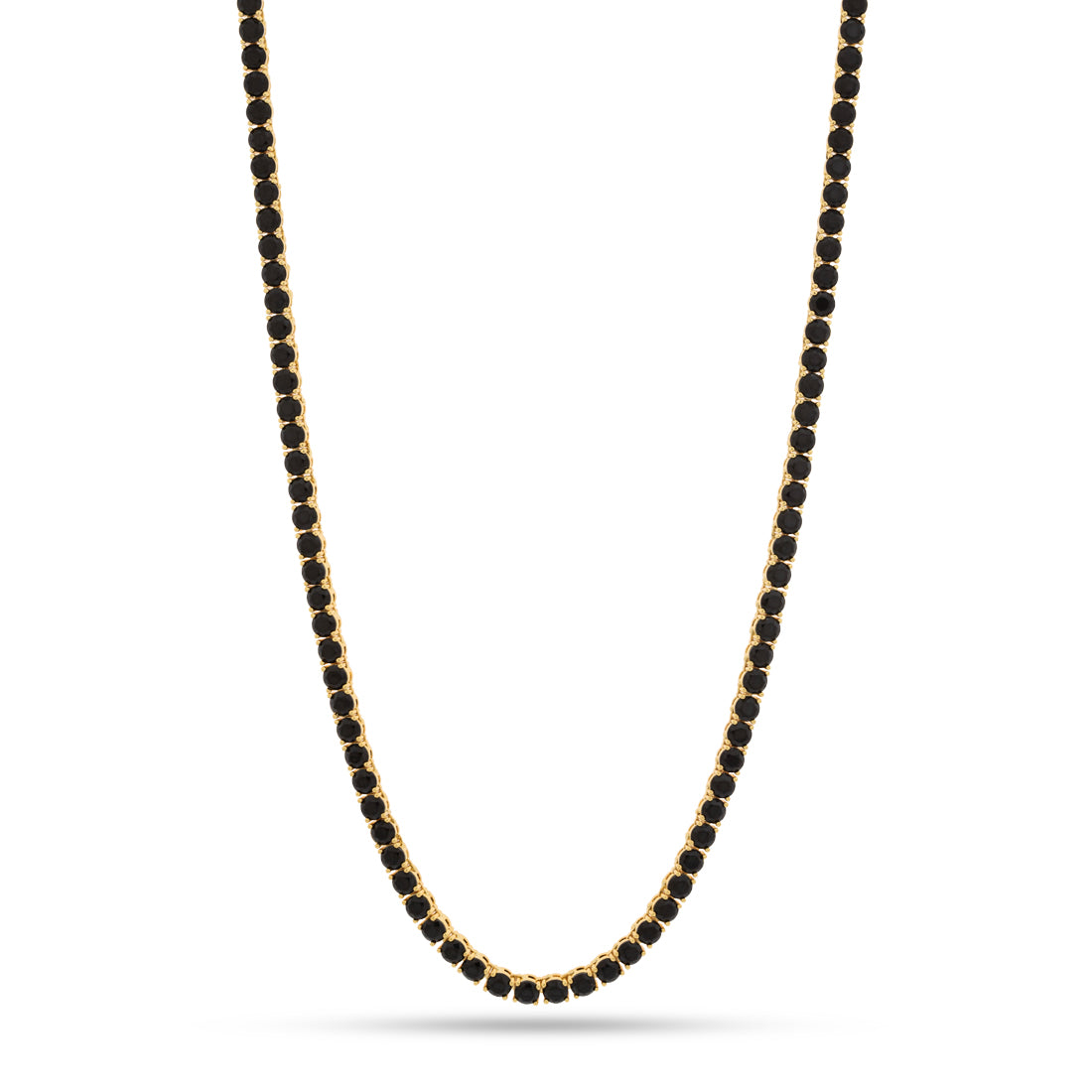 King Ice 14k Gold Plated 5mm Onyx Tennis Chain 22" CHX11962