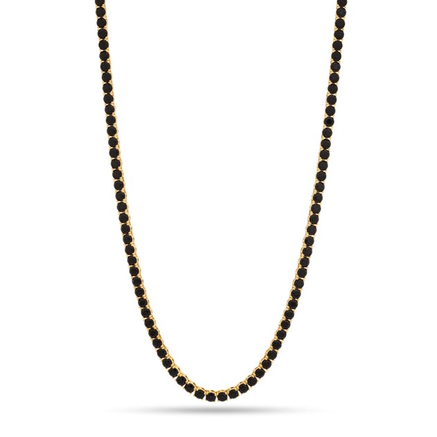King Ice 14k Gold Plated 5mm Onyx Tennis Chain 22" CHX11962
