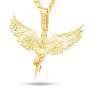 King Ice 14k Gold Plated Soaring Angel Necklace NKX14089