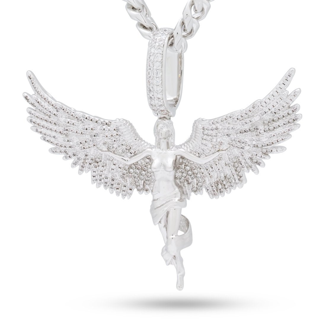 King Ice White Gold Plated Soaring Angel Necklace NKX14090