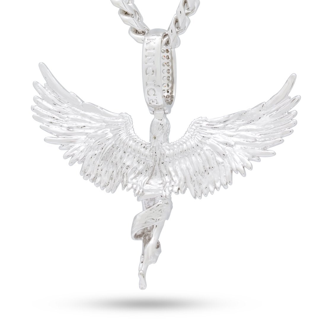 King Ice White Gold Plated Soaring Angel Necklace NKX14090