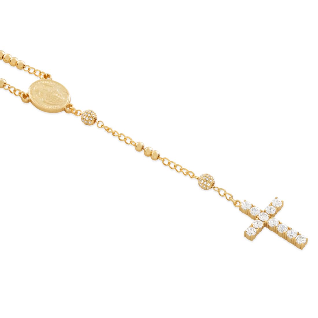 King Ice 14k Gold Plated Our Father Rosary Chain NKX14538
