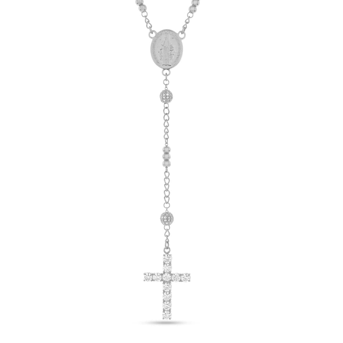 King Ice White Plated Our Father Rosary Chain NKX14538