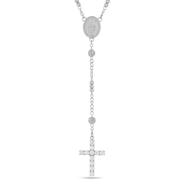 King Ice White Plated Our Father Rosary Chain NKX14538