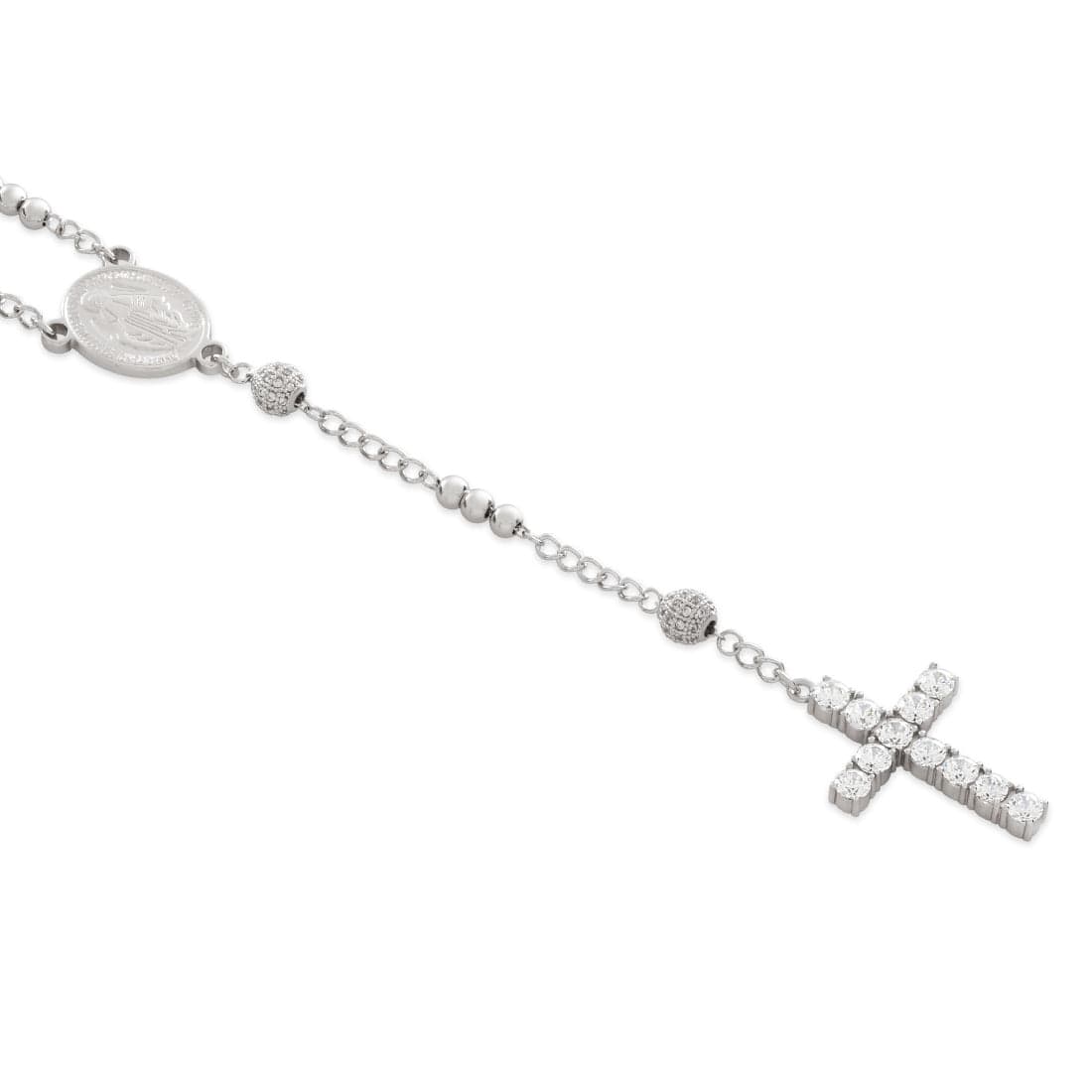 King Ice White Plated Our Father Rosary Chain NKX14538