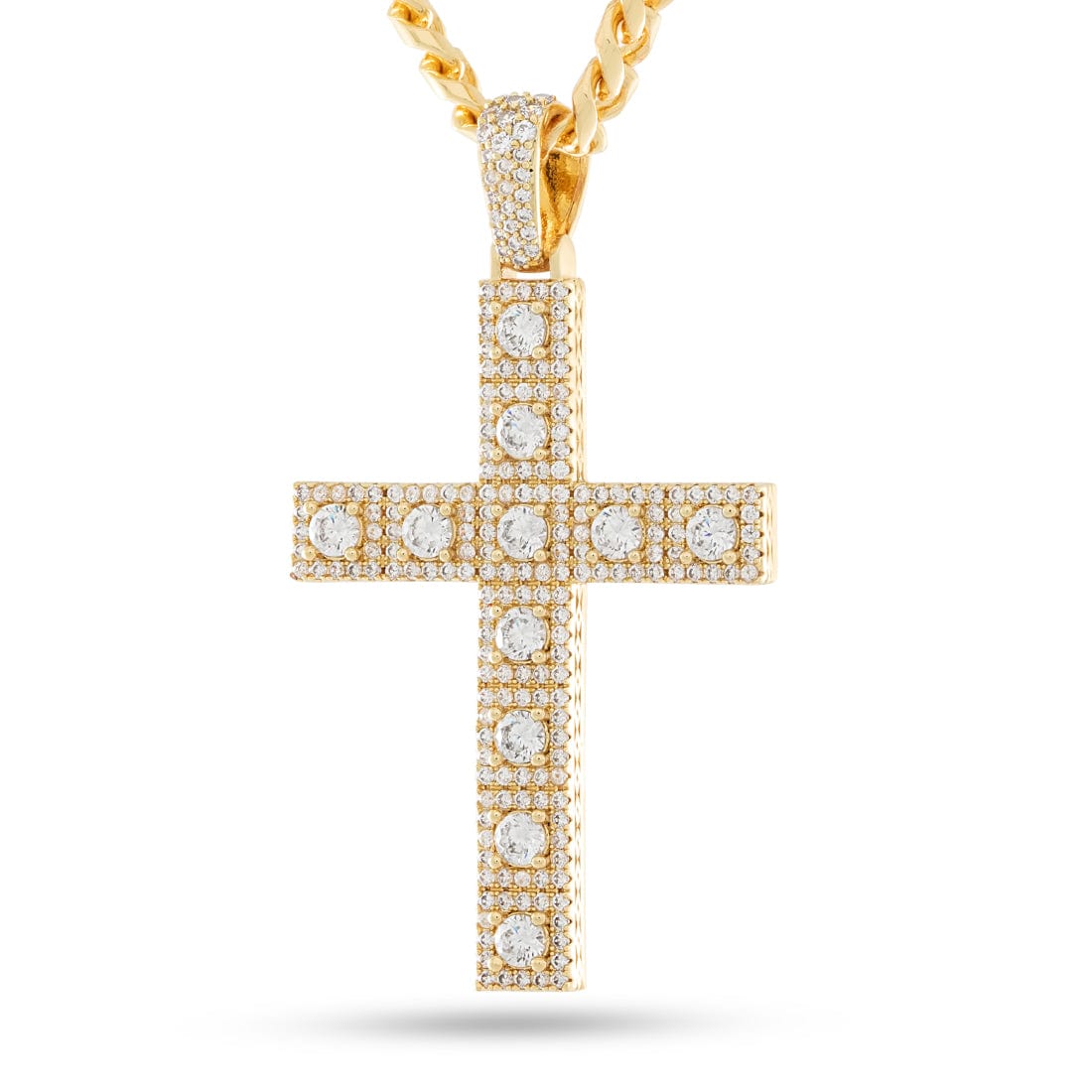 King Ice 14k Gold Plated Cross of Centrality Necklace NKX14559