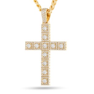 King Ice 14k Gold Plated Cross of Centrality Necklace NKX14559