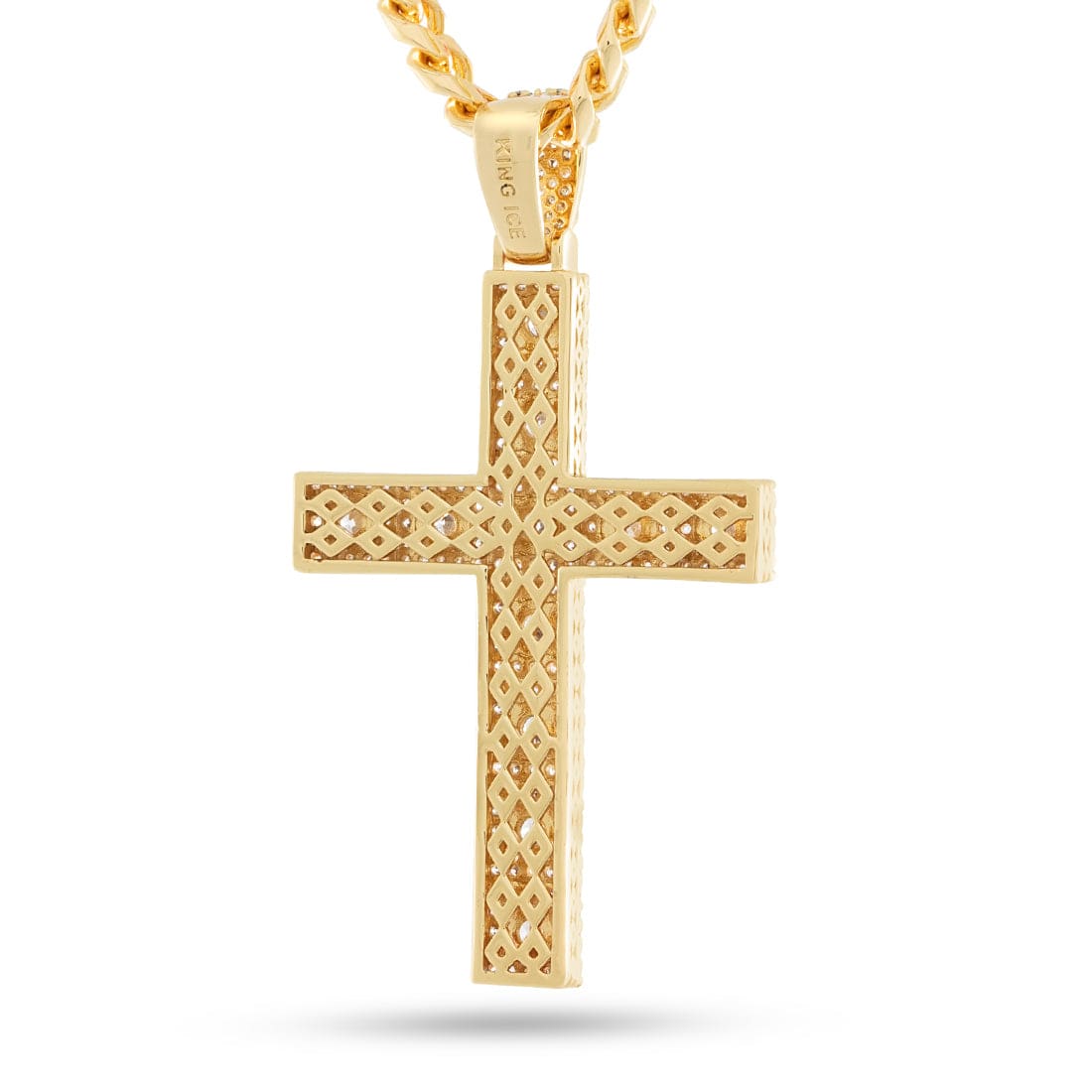 King Ice 14k Gold Plated Cross of Centrality Necklace NKX14559