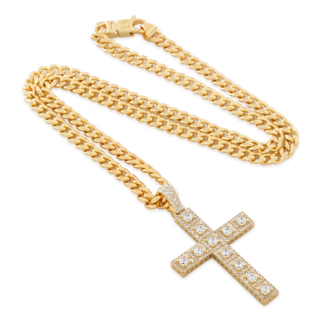King Ice 14k Gold Plated Cross of Centrality Necklace NKX14559