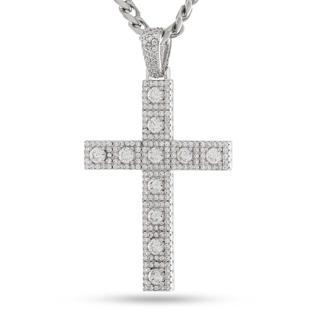 King Ice White Gold Plated Cross of Centrality Necklace NKX14559
