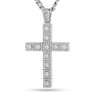 King Ice White Gold Plated Cross of Centrality Necklace NKX14559