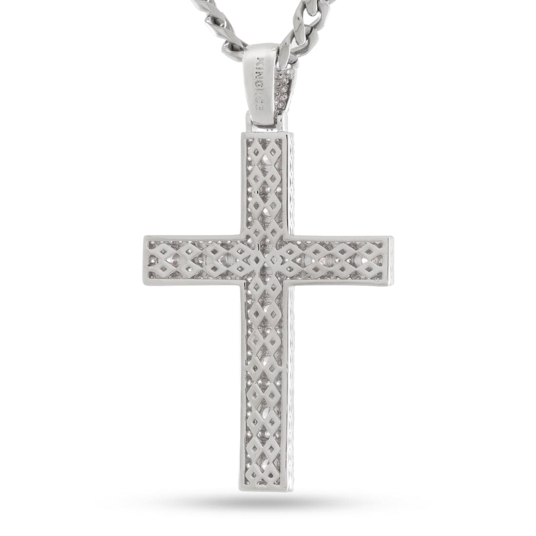 King Ice White Gold Plated Cross of Centrality Necklace NKX14559