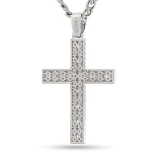 King Ice White Gold Plated Cross of Centrality Necklace NKX14559