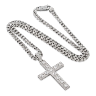 King Ice White Gold Plated Cross of Centrality Necklace NKX14559