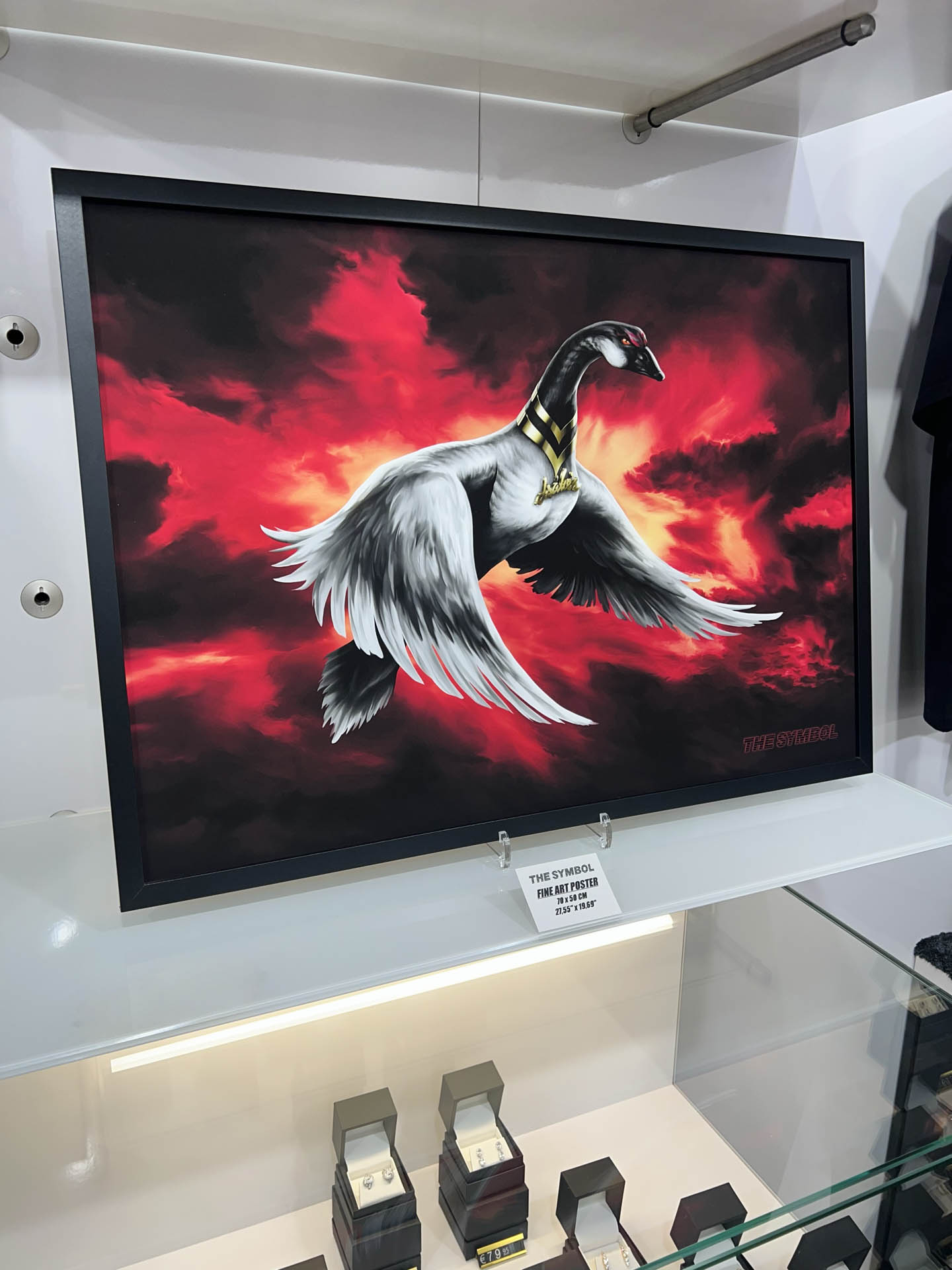 THE SYMBOL Black & White Goose w/ Red Clouds Fine Art Poster 70x50 cm