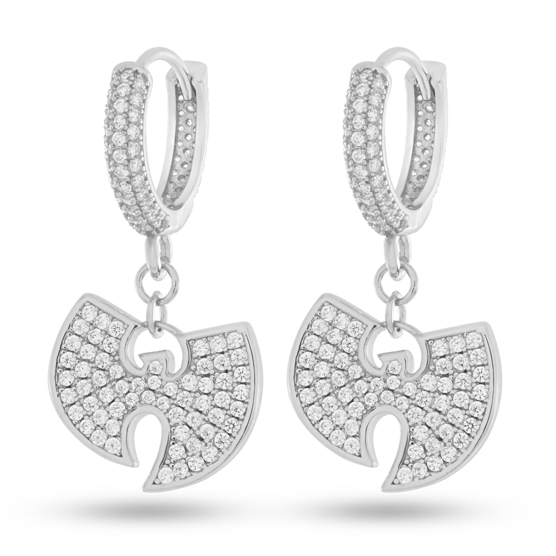 King Ice White Gold Plated 14mm Wu Tang Logo Earrings ERX14424