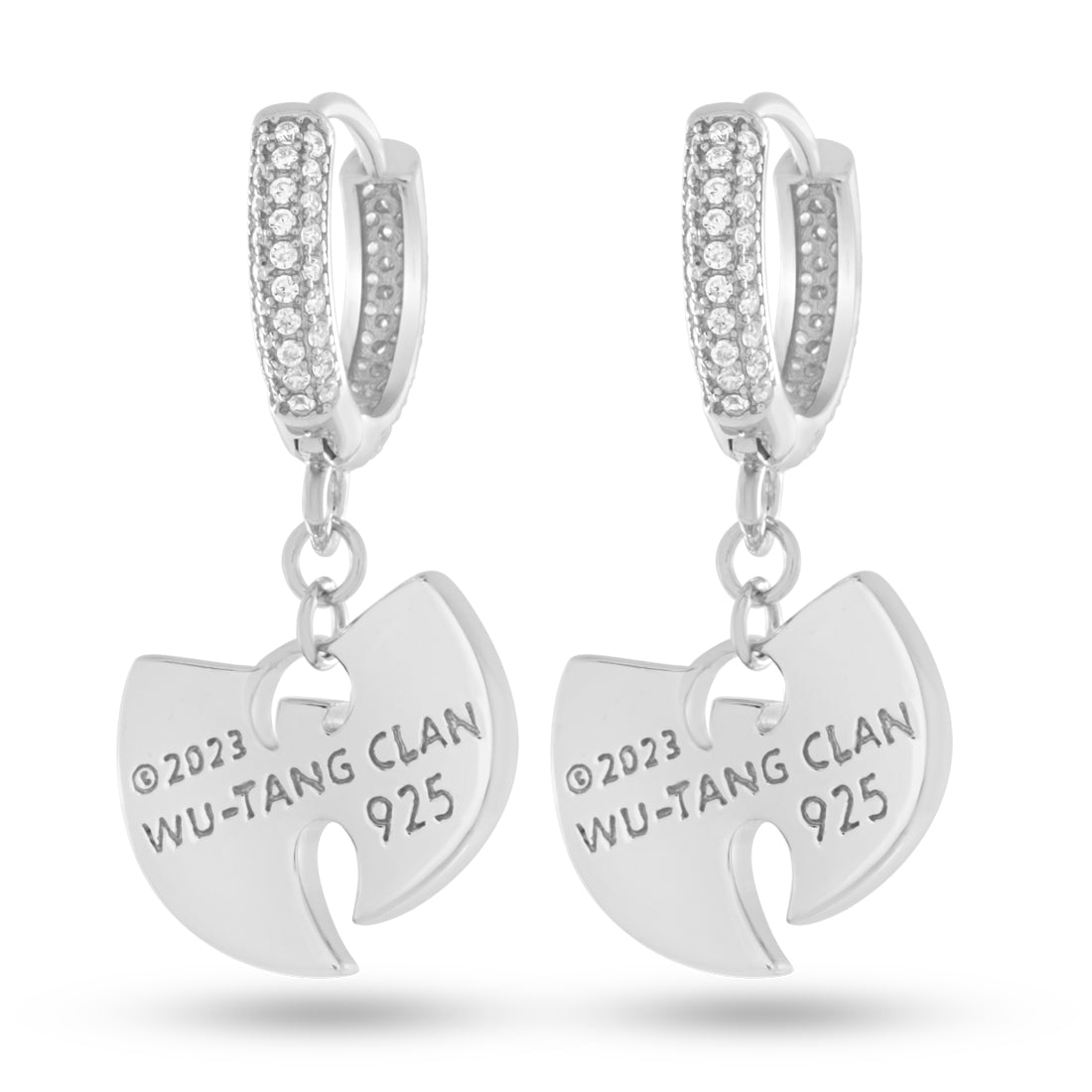 King Ice White Gold Plated 14mm Wu Tang Logo Earrings ERX14424