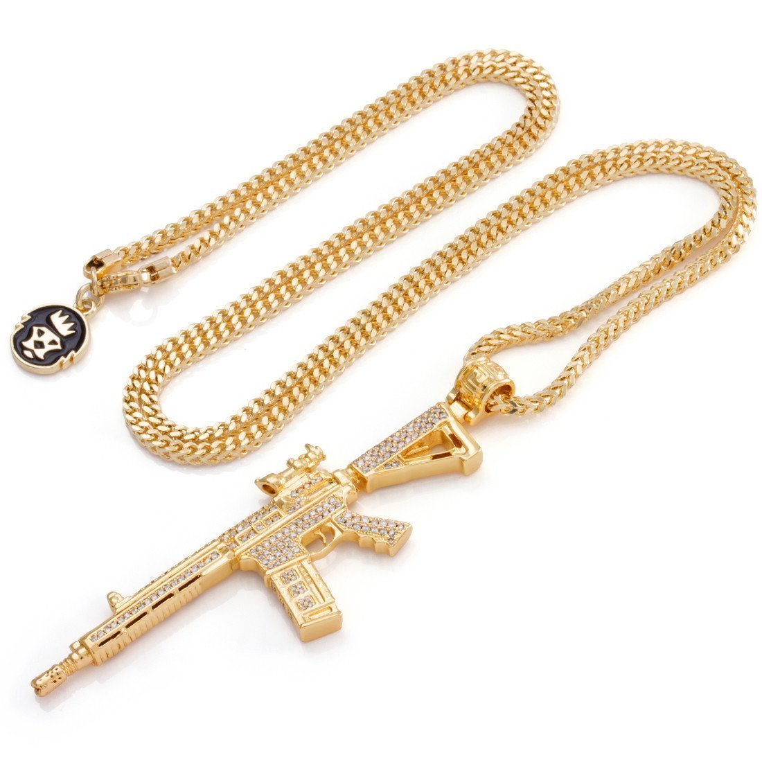 King Ice 14k Gold Plated 3.4" Iced M4 Necklace NKX12122