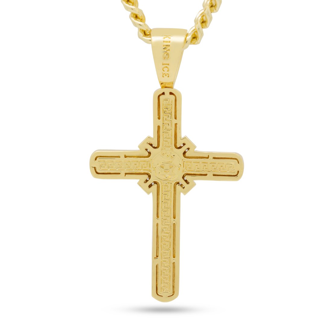 King Ice 14k Gold Plated Wrapped Cross Necklace NKX14334