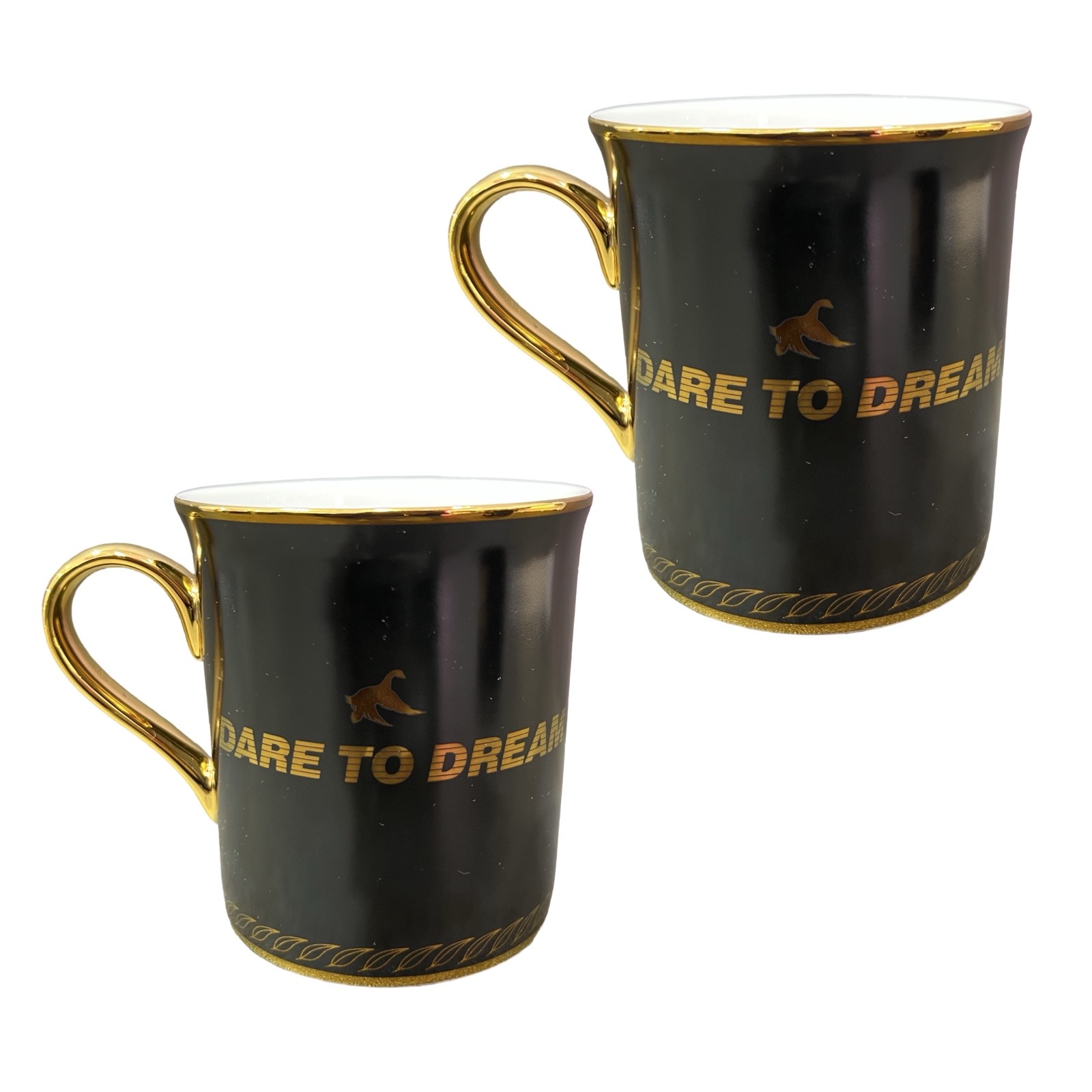 THE SYMBOL Fine Bone China 24k Gold Mug Set Black