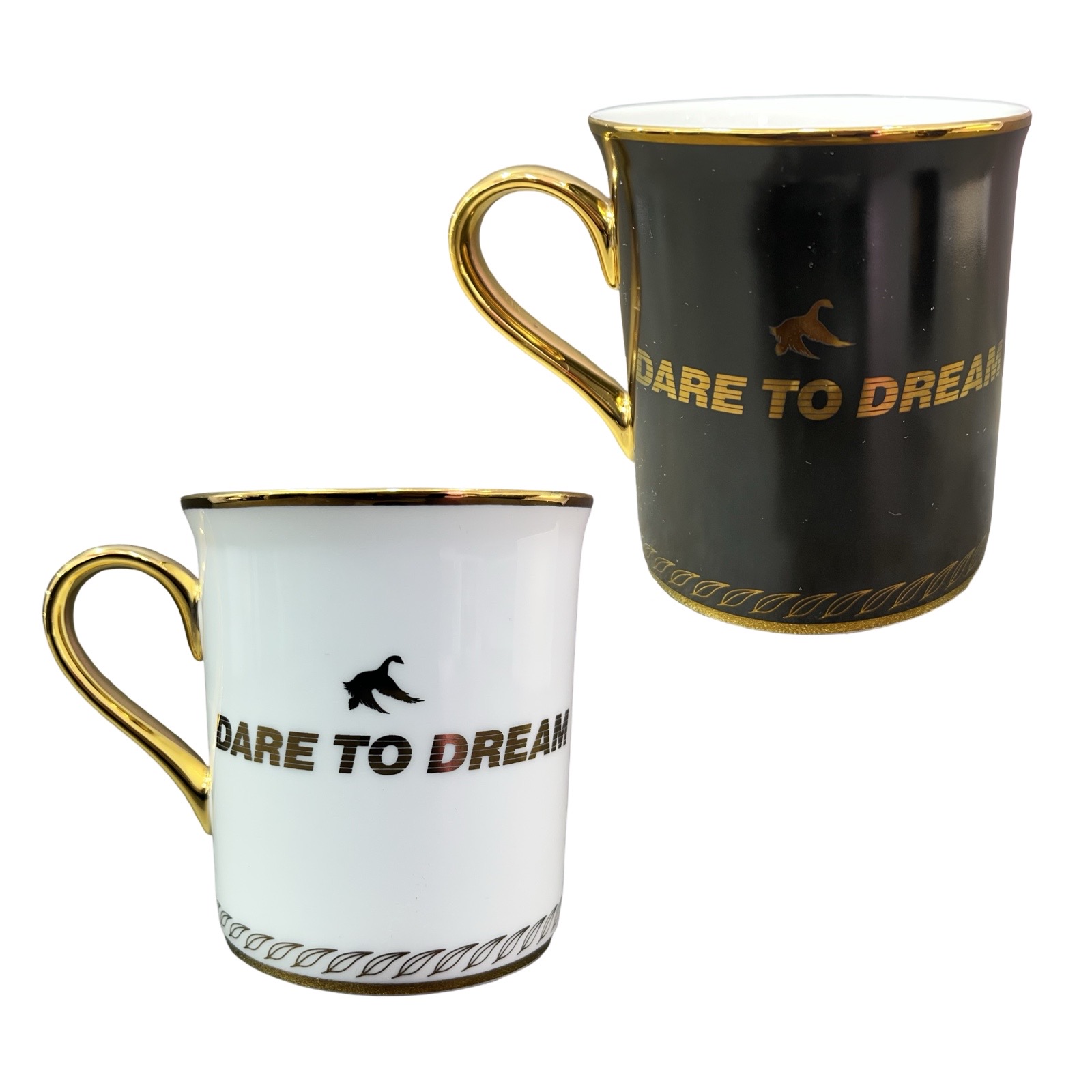 THE SYMBOL Fine Bone China 24k Gold Mug Set White+Black
