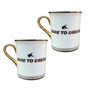 THE SYMBOL Fine Bone China 24k Gold Mug Set White
