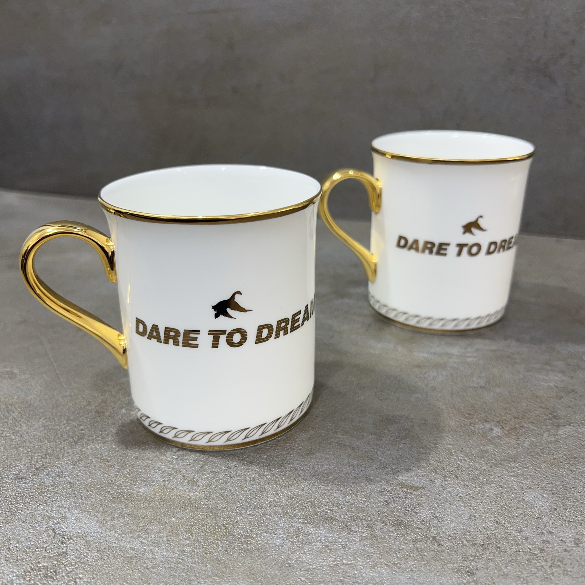 THE SYMBOL Fine Bone China 24k Gold Mug Set White