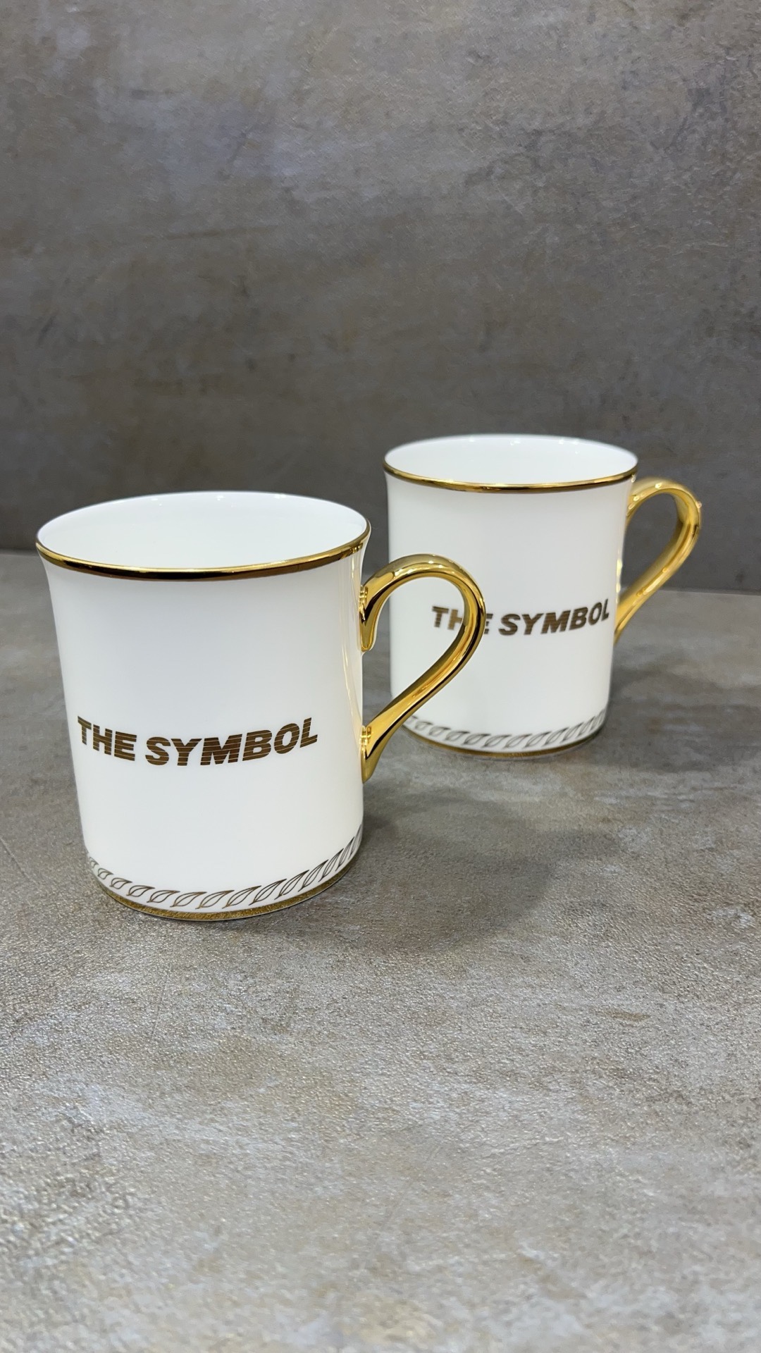 THE SYMBOL Fine Bone China 24k Gold Mug Set White