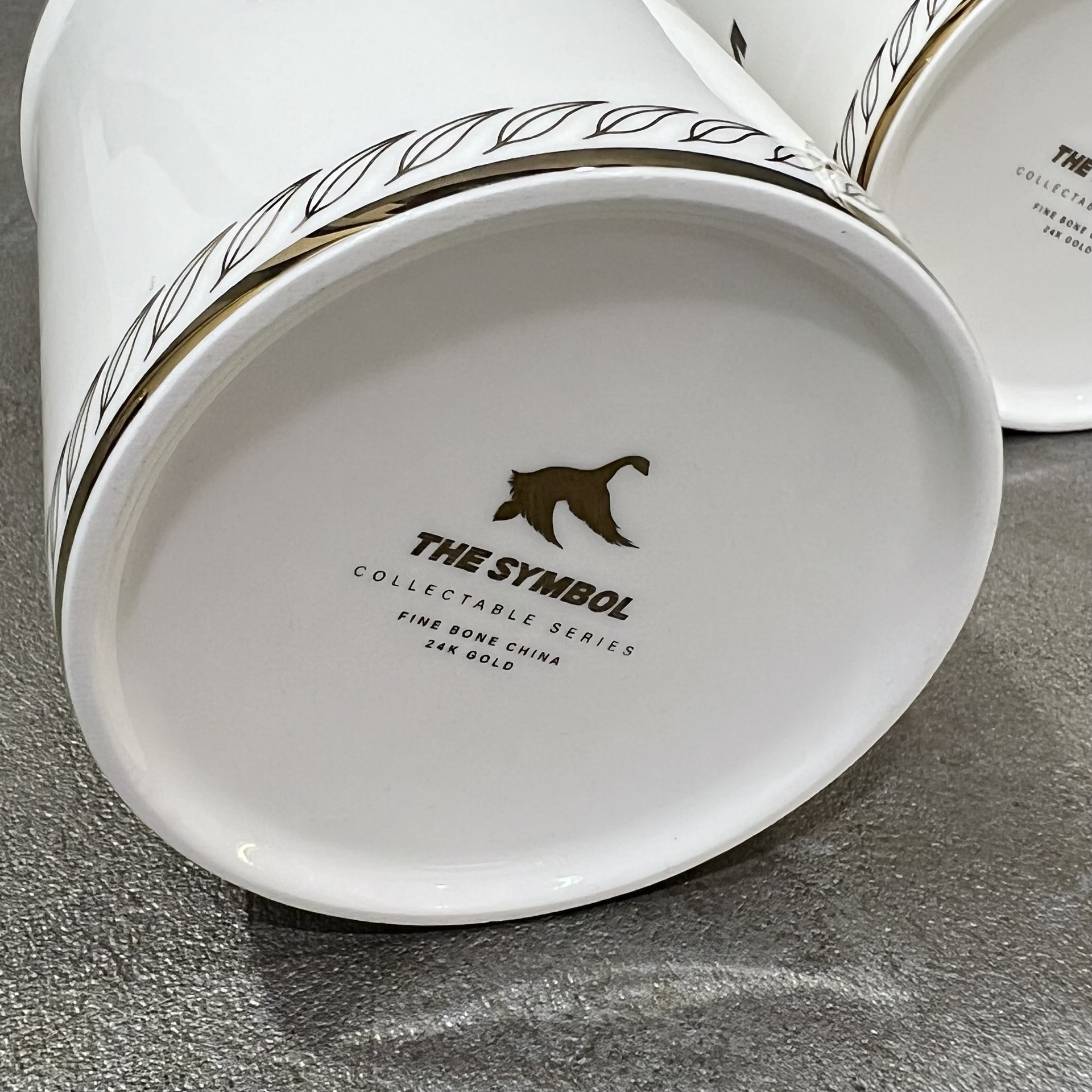 THE SYMBOL Fine Bone China 24k Gold Mug Set White