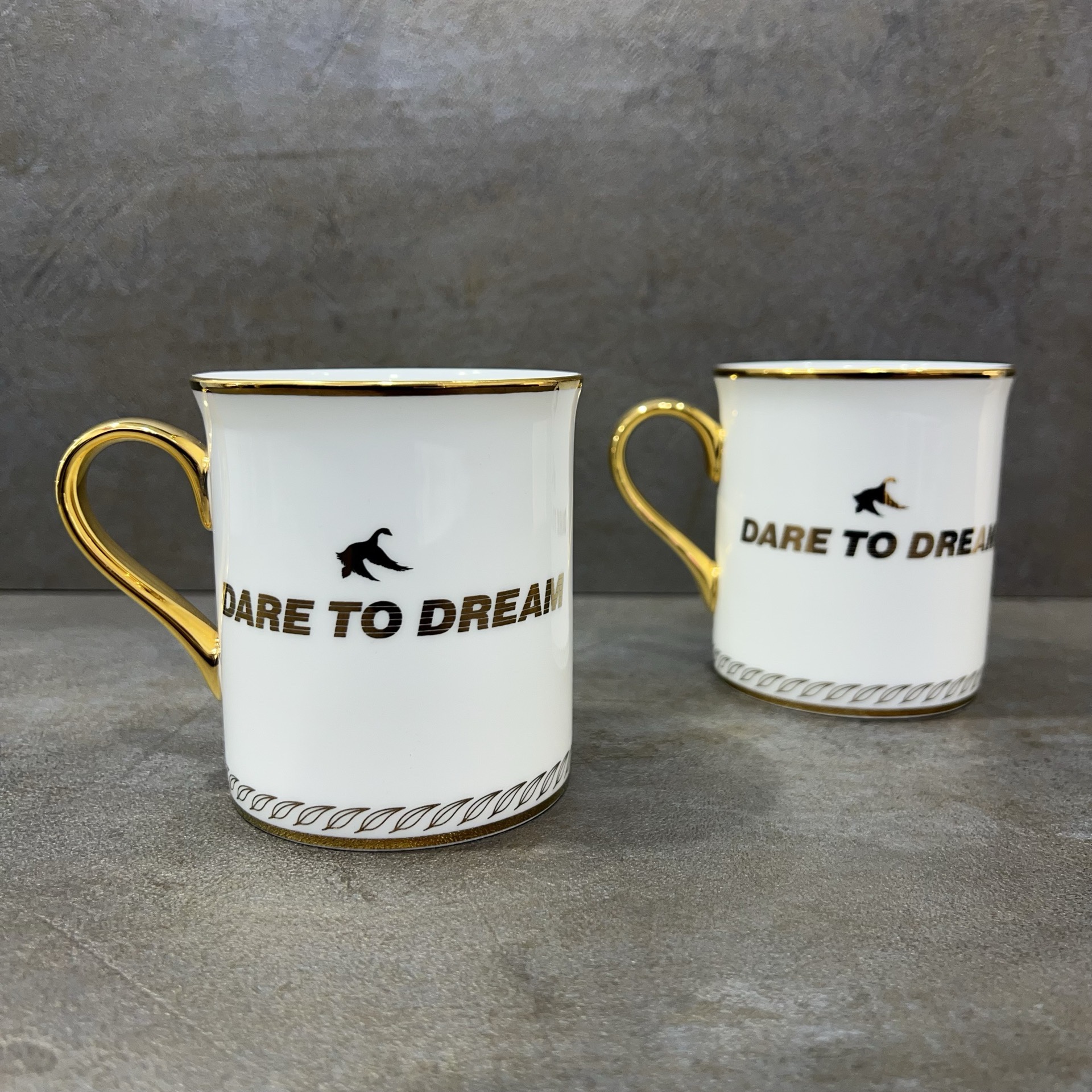 THE SYMBOL Fine Bone China 24k Gold Mug Set White+Black