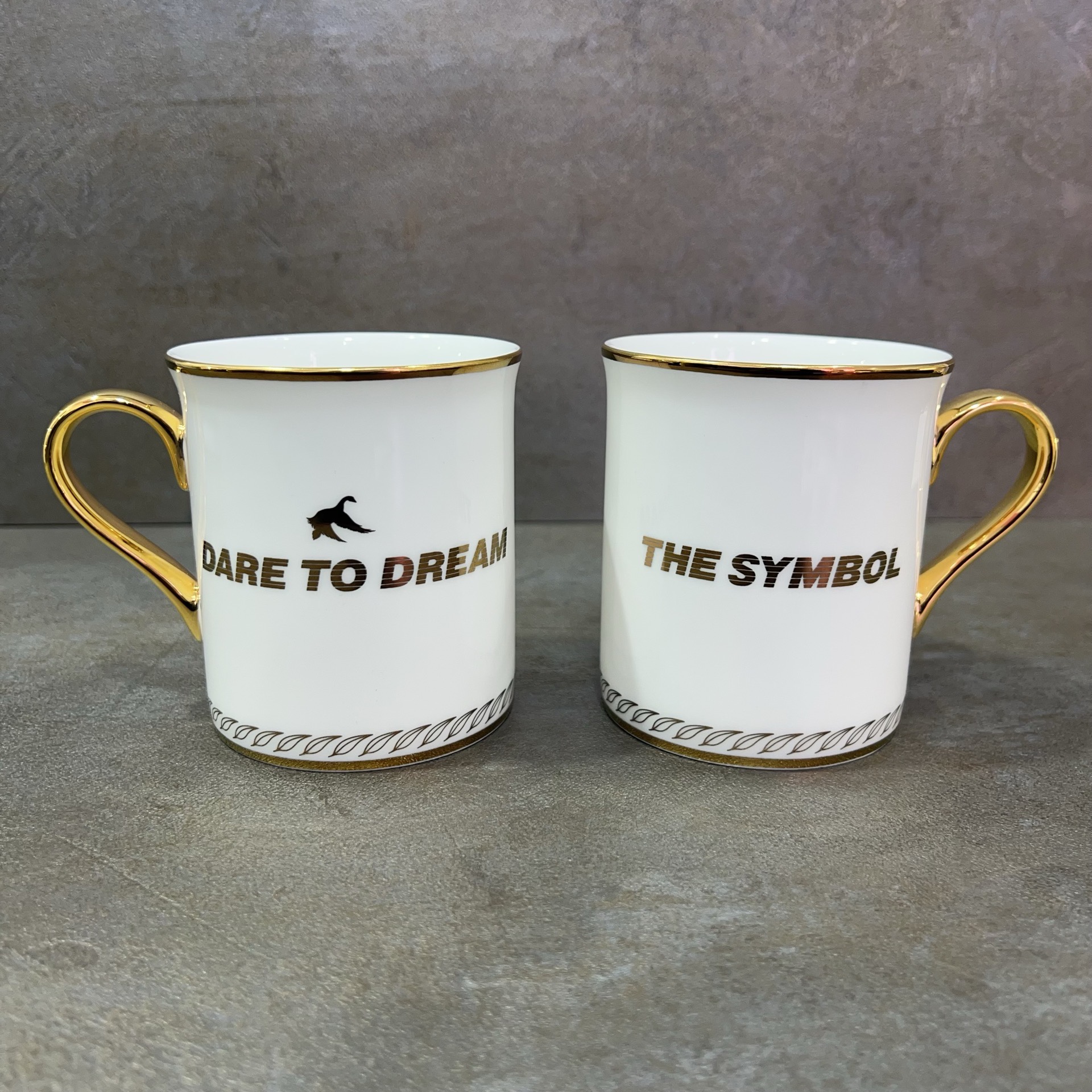 THE SYMBOL Fine Bone China 24k Gold Mug Set White+Black