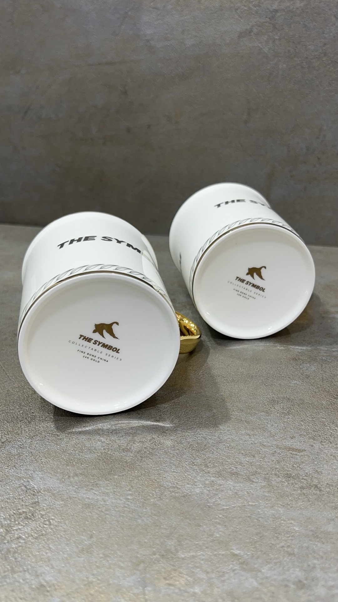 THE SYMBOL Fine Bone China 24k Gold Mug Set White+Black