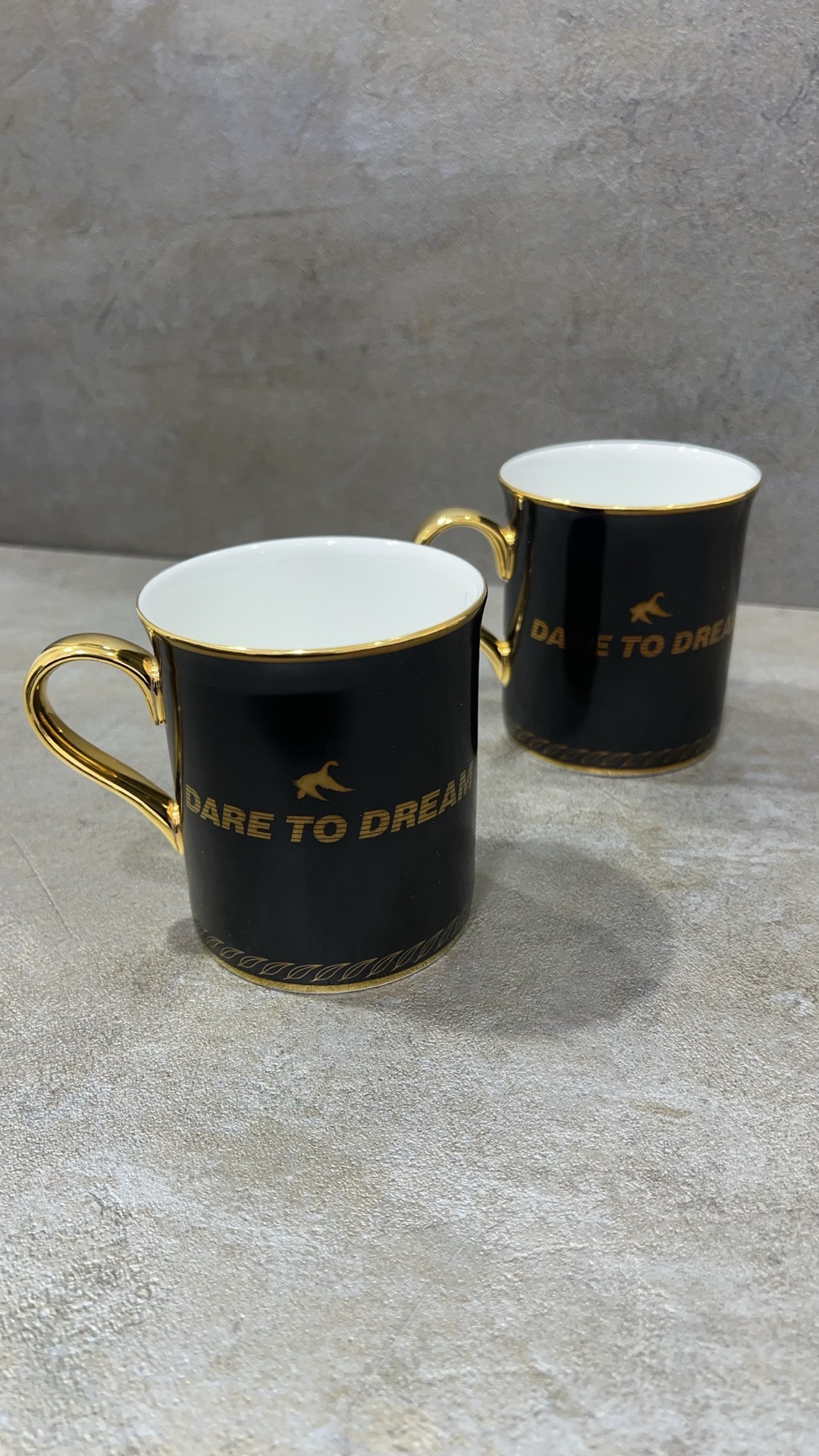 THE SYMBOL Fine Bone China 24k Gold Mug Set Black