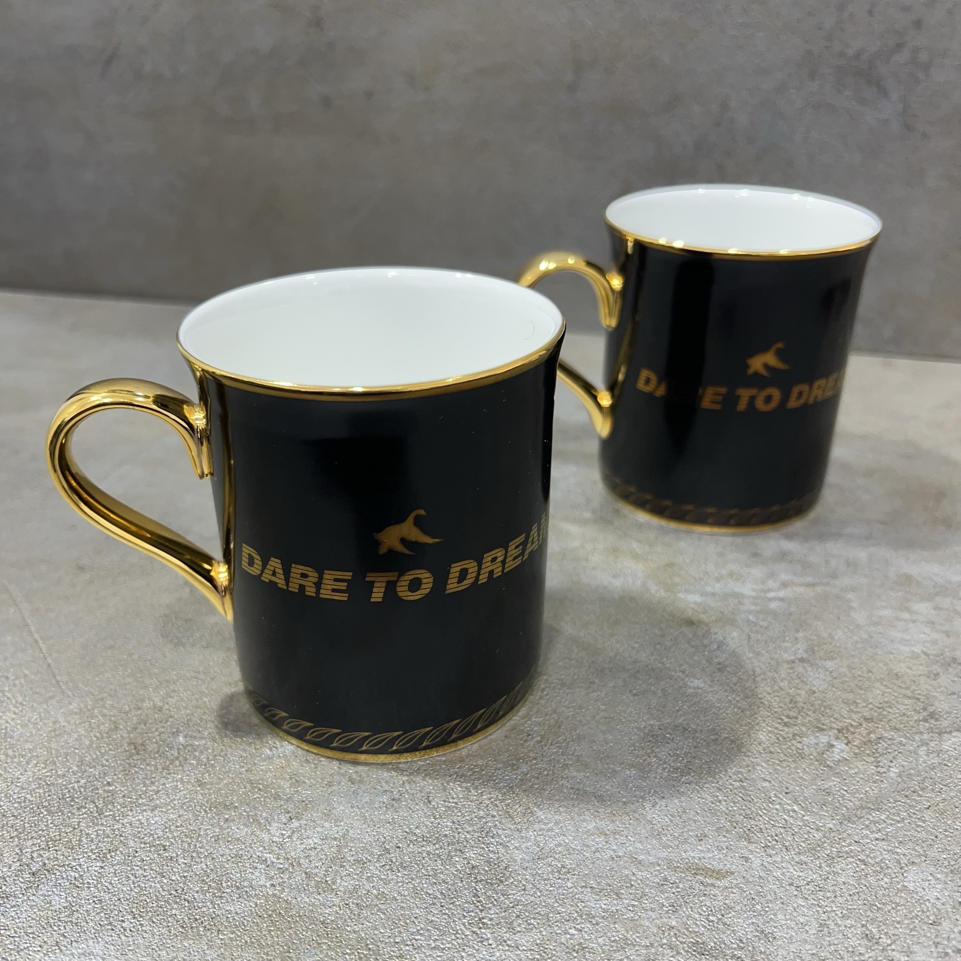 THE SYMBOL Fine Bone China 24k Gold Mug Set White+Black