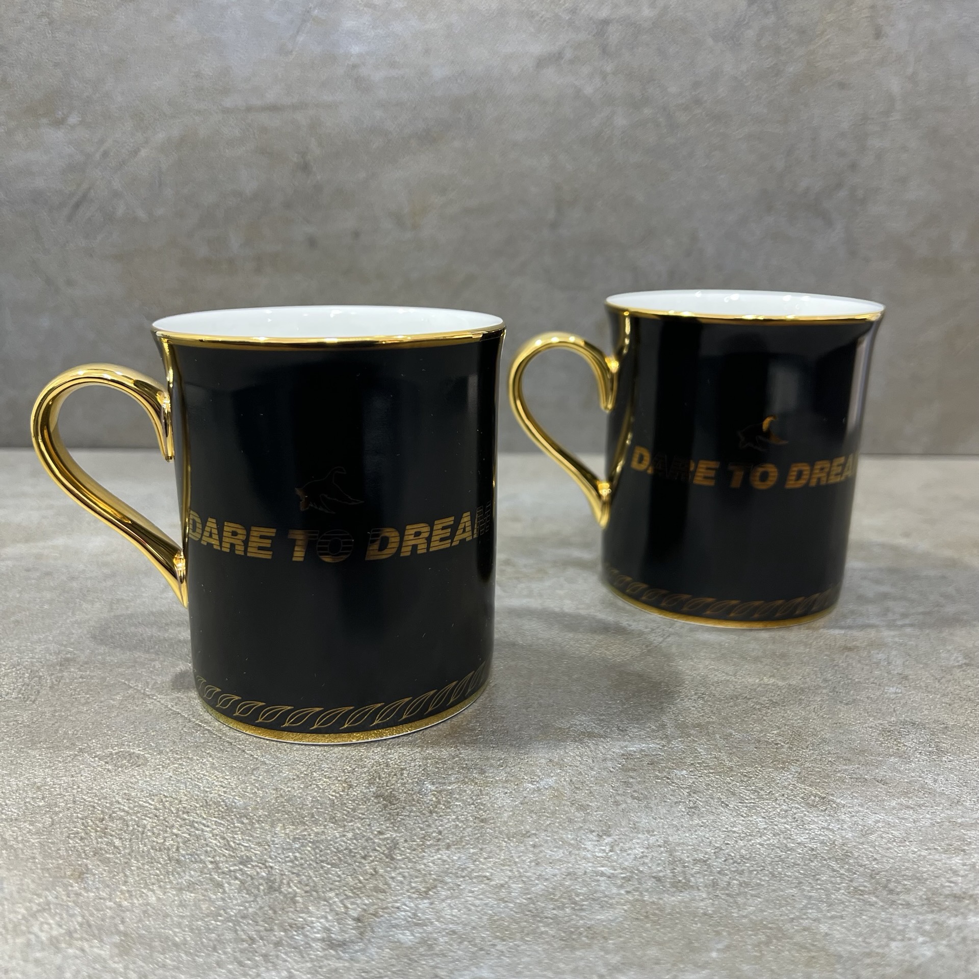 THE SYMBOL Fine Bone China 24k Gold Mug Set Black