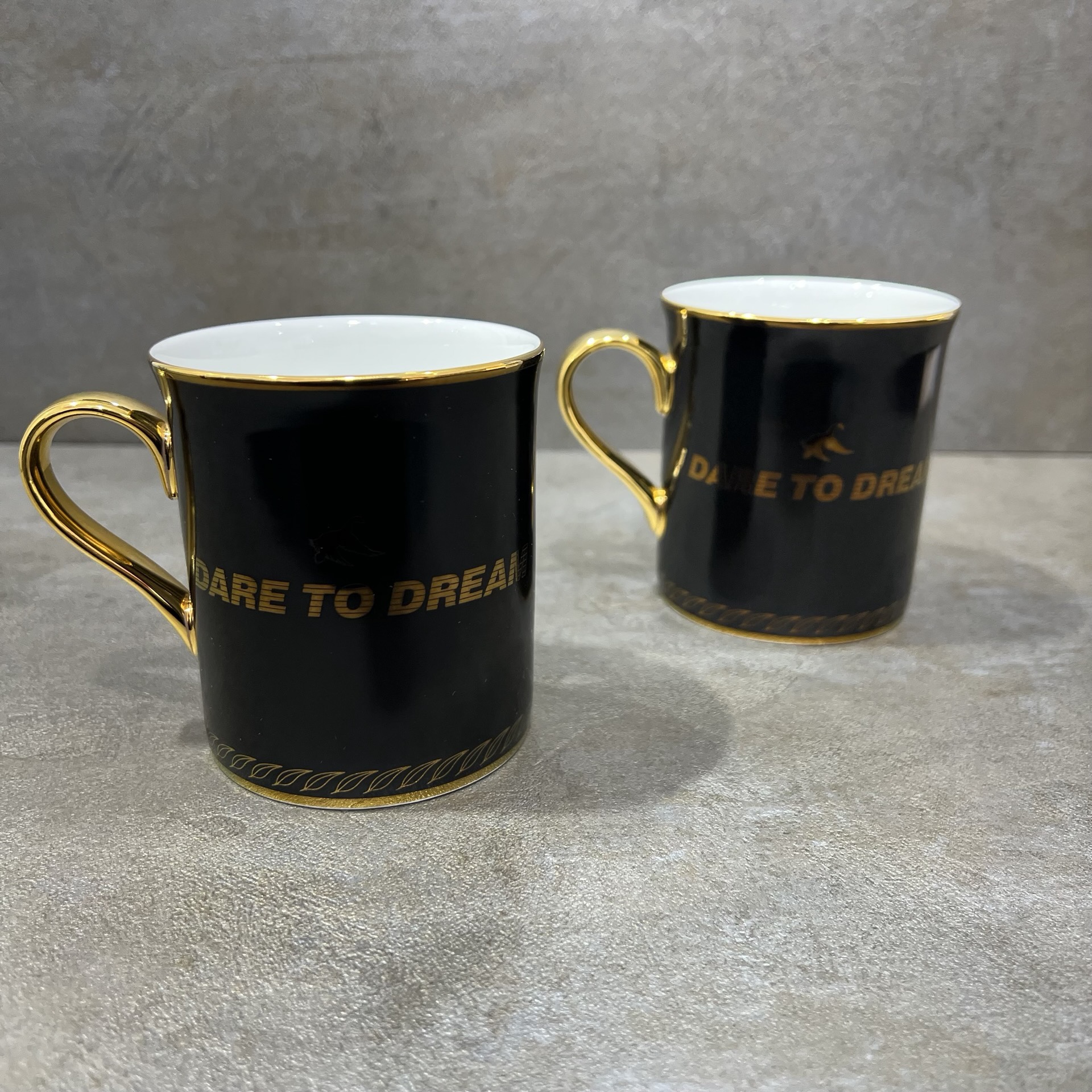 THE SYMBOL Fine Bone China 24k Gold Mug Set Black