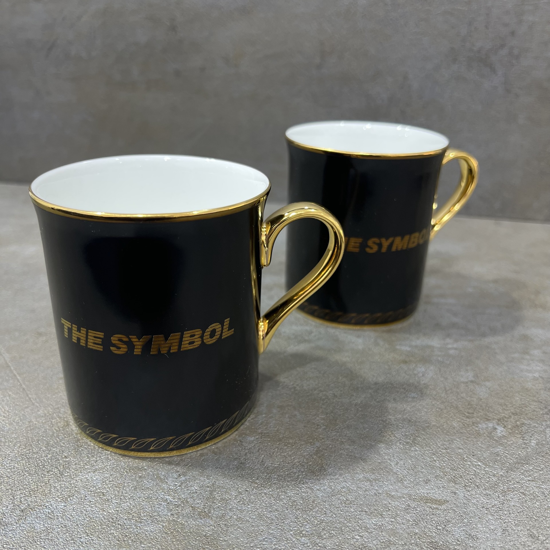 THE SYMBOL Fine Bone China 24k Gold Mug Set White+Black