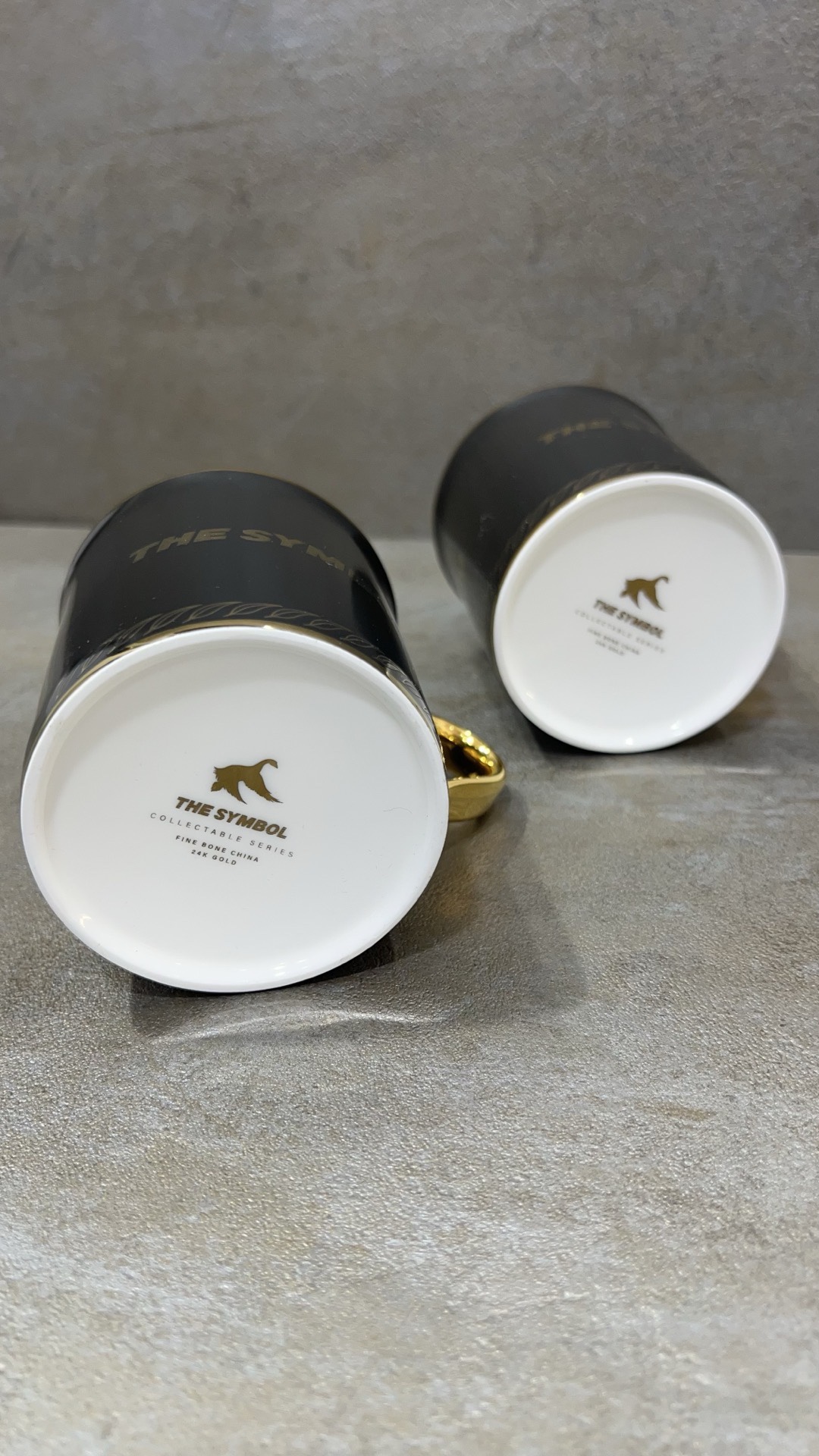 THE SYMBOL Fine Bone China 24k Gold Mug Set White+Black