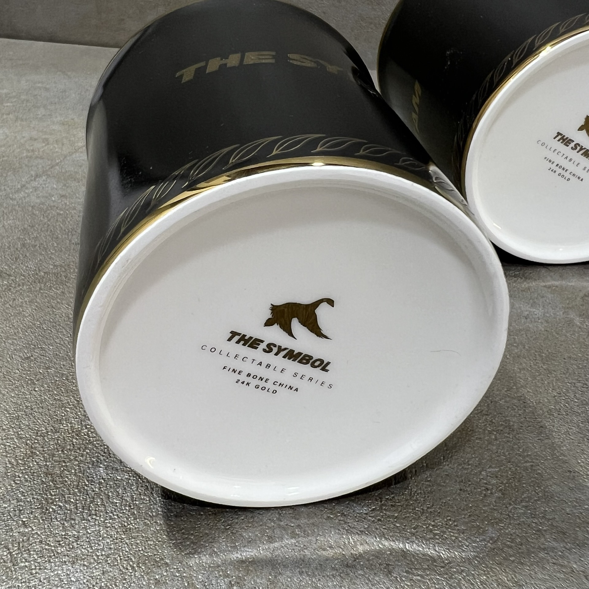 THE SYMBOL Fine Bone China 24k Gold Mug Set White+Black