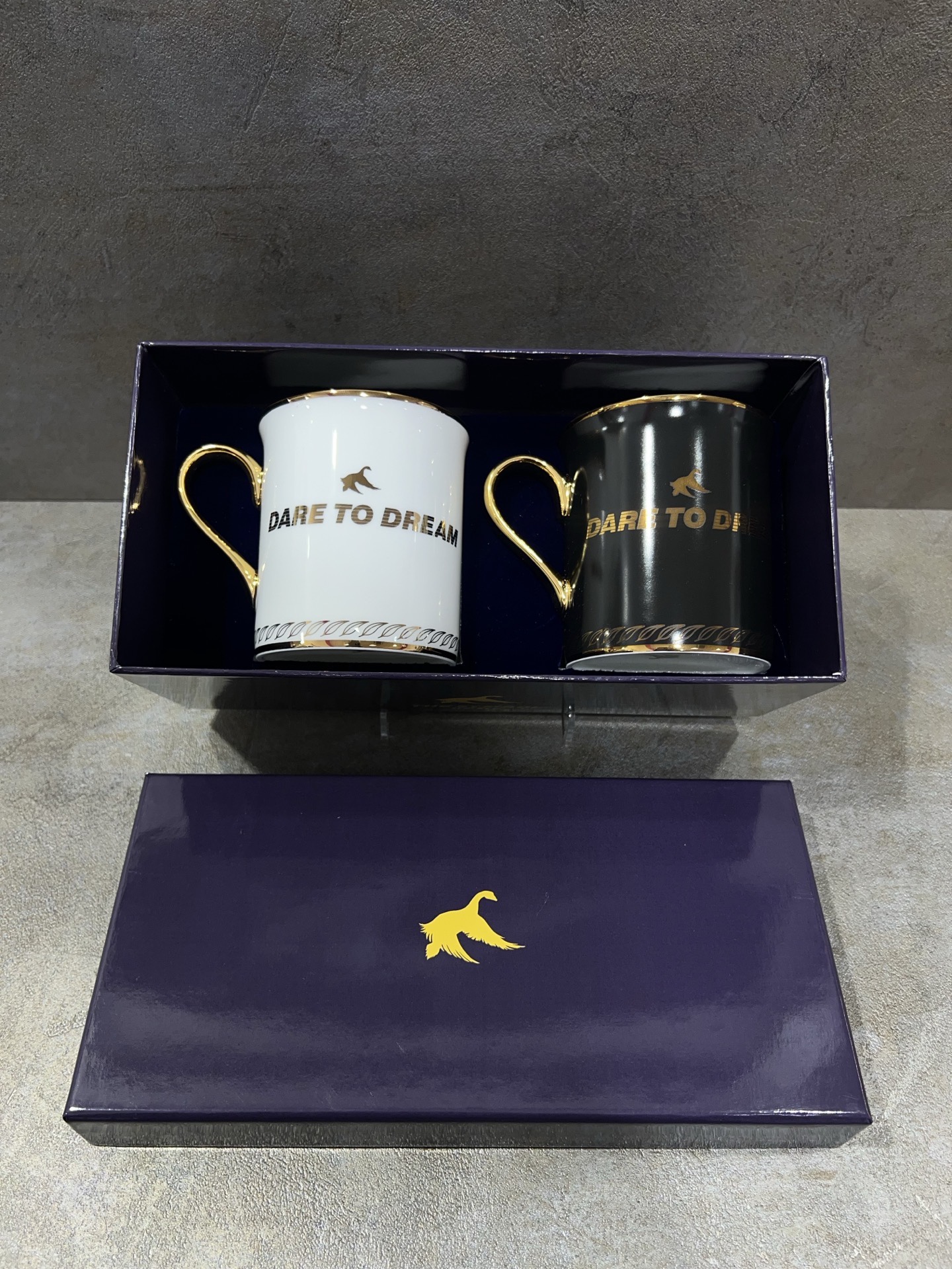 THE SYMBOL Fine Bone China 24k Gold Mug Set White+Black