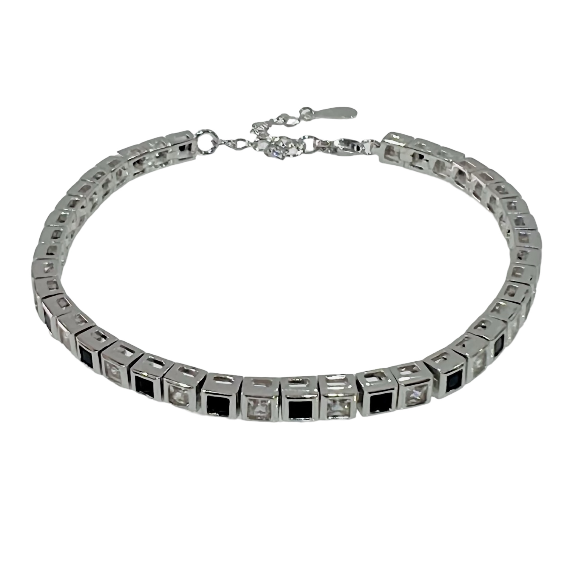 LM Jewelry Sterling Silver 2,5mm Bracelet Black/White 9122970